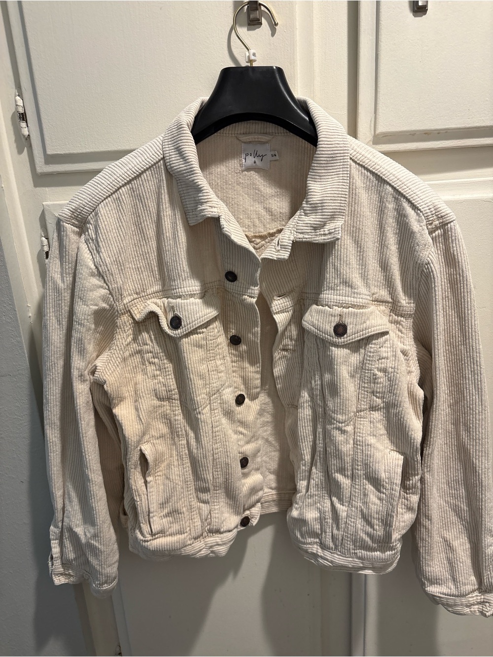 Princess Polly Cream Corduroy Trucker Jacket